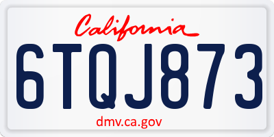 CA license plate 6TQJ873