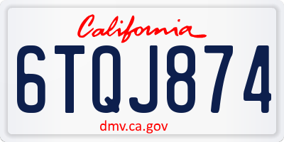 CA license plate 6TQJ874