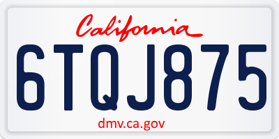 CA license plate 6TQJ875