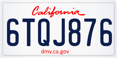 CA license plate 6TQJ876