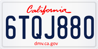 CA license plate 6TQJ880