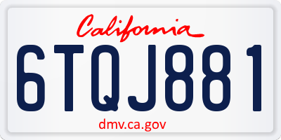 CA license plate 6TQJ881