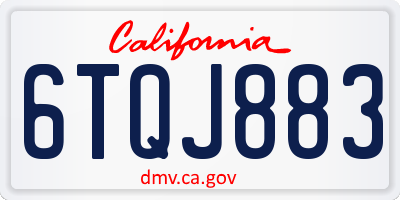 CA license plate 6TQJ883