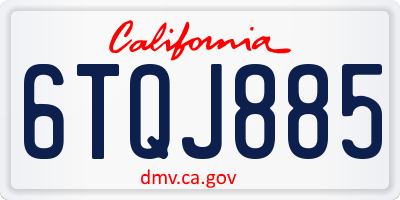 CA license plate 6TQJ885