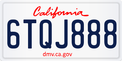 CA license plate 6TQJ888