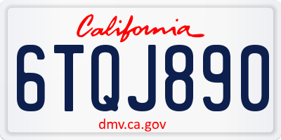 CA license plate 6TQJ890