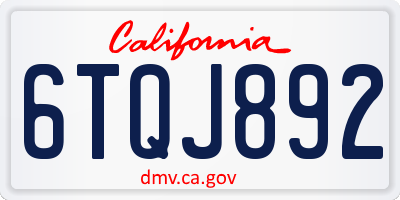 CA license plate 6TQJ892