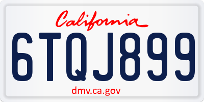CA license plate 6TQJ899
