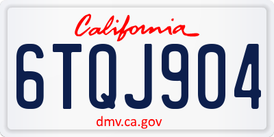 CA license plate 6TQJ904