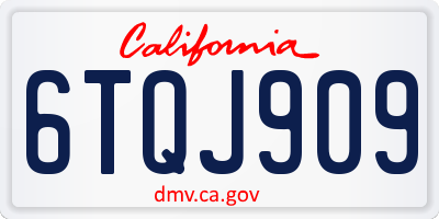 CA license plate 6TQJ909