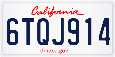 CA license plate 6TQJ914