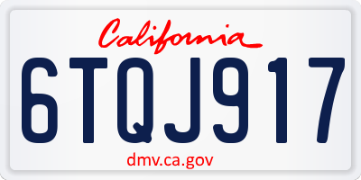 CA license plate 6TQJ917