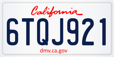 CA license plate 6TQJ921