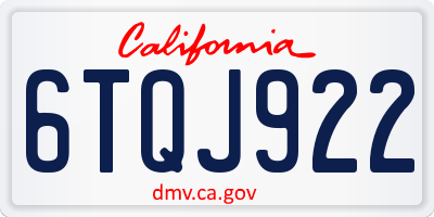 CA license plate 6TQJ922