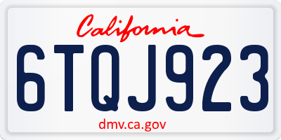 CA license plate 6TQJ923