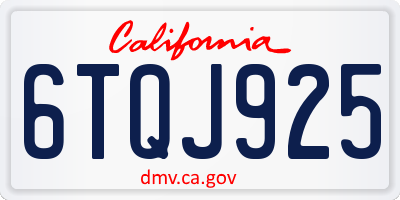 CA license plate 6TQJ925