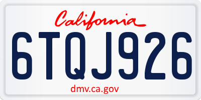 CA license plate 6TQJ926