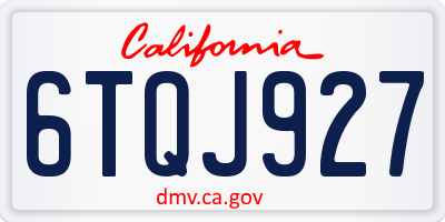 CA license plate 6TQJ927