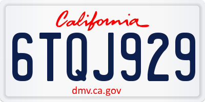 CA license plate 6TQJ929