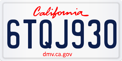 CA license plate 6TQJ930