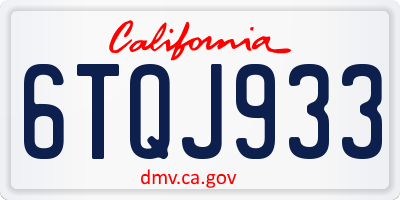 CA license plate 6TQJ933