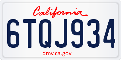 CA license plate 6TQJ934