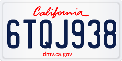 CA license plate 6TQJ938