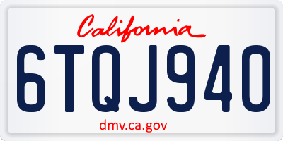 CA license plate 6TQJ940