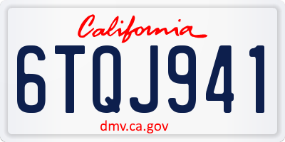 CA license plate 6TQJ941