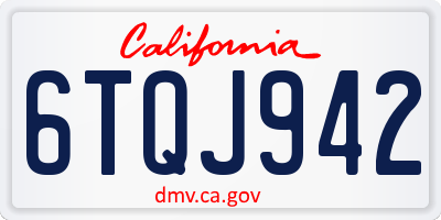 CA license plate 6TQJ942