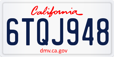 CA license plate 6TQJ948