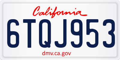 CA license plate 6TQJ953