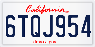 CA license plate 6TQJ954