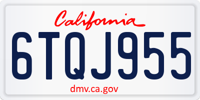 CA license plate 6TQJ955