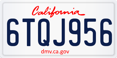 CA license plate 6TQJ956