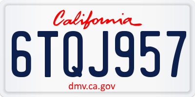 CA license plate 6TQJ957