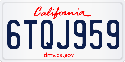 CA license plate 6TQJ959