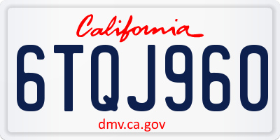 CA license plate 6TQJ960
