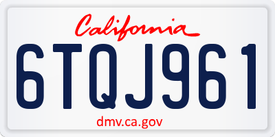 CA license plate 6TQJ961