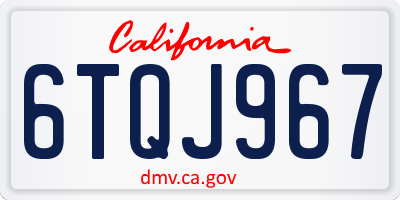 CA license plate 6TQJ967