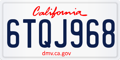 CA license plate 6TQJ968