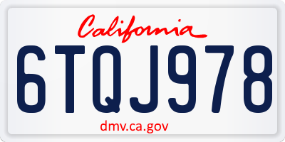 CA license plate 6TQJ978