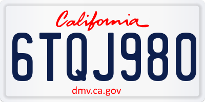 CA license plate 6TQJ980