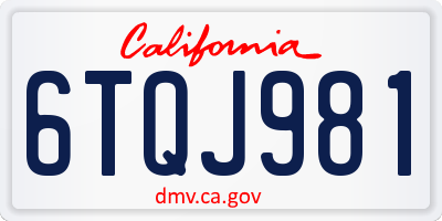 CA license plate 6TQJ981