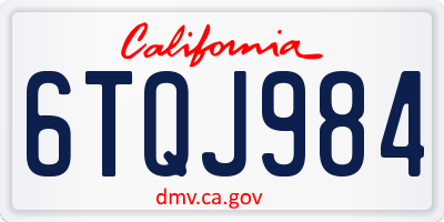 CA license plate 6TQJ984