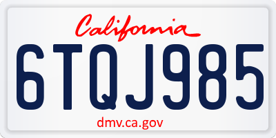 CA license plate 6TQJ985