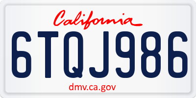 CA license plate 6TQJ986