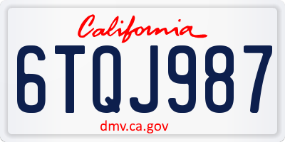 CA license plate 6TQJ987