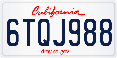 CA license plate 6TQJ988