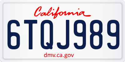 CA license plate 6TQJ989